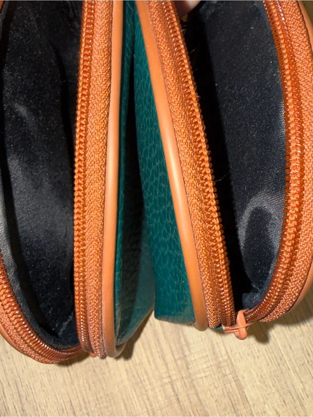 Vintage 3-Piece Nesting Cosmetic Pouch Set - Forest Green & Tan